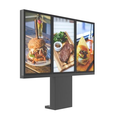 49 inç Dijital Drive Thru Menü Panoları Restoranlar İçin 3000nit Eklenmiş 3 Ekran Dış Mekan
