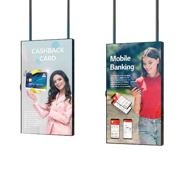 55 inç Pencere LCD Ekranı İçeride Yüksek Parlaklık Tavan Asılı Perakende Reklamı