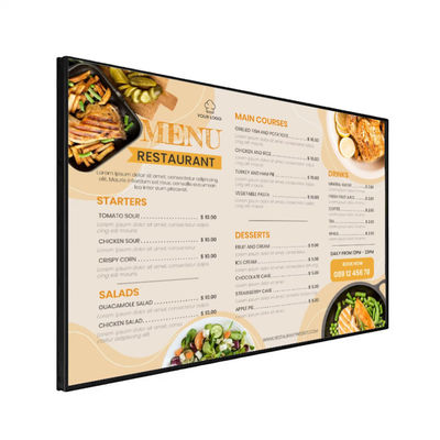 İç mekan LCD Reklam Ekranı Dijital İşaret Oyuncusu Restoran Dijital Menü Taşları için