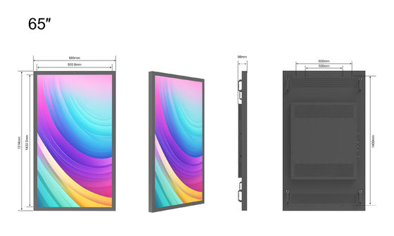 65 İnç 2500nits Yüksek Parlaklık Dış Mekan LCD Ekran İşletmeler İçin Hava Koşullarına Dayanıklı IP65 serisi bakım gerektirmez