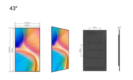 43 inç 2500cd/M2 Ultra İnce Pencere Tipi LCD Ekranlar